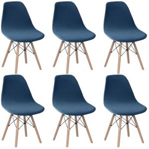 Levoberg Housse de Chaise Scandinave en Velours Lot de 6 Housses de Chaise de Salle &agrave; Manger Extensibles Couverture Protection Chaises Scandinaves Lavable pour Cuisine Maison H&ocirc;tel Bleu (Levoberg-EU, neuf)