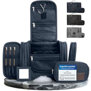 Obics&reg; XXL Trousse de Toilette Voyage pour Femme et Homme 8L Bleu Grand - Sac &agrave; cosm&eacute;tiques et de Lavage avec poign&eacute;e de Suspension - Pochette-de-Toilette pour Le Camping avec Miroir 10 Compartiments (Obics, neuf)