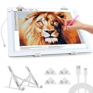 elice Table lumineuse A3 4800 lux très brillante 5 mm, panneau lumineux ultra fin, pour accessoires de peinture au diamant 5D, plaque lumineuse réglable avec support / clips pliants, coussin lumineux (ELICE EU, neuf)