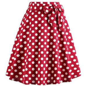 WERFORU Jupe midi pour femme - Jupe d'été - Jupe traditionnelle des années 50 - Robe rockabilly à pois, rouge, XXL (WERFORU FR Store, neuf)