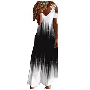 Robe Femme Ete, Robe Femme Robe Femme Ete Mi Longue Tunique Longue Robe Longue Femme Ete Boheme Chic Robe Noire Robe Chic Robe Bordeaux Robe Années 20 Noire(A25,L) (⭐ leHengME ® Clearance Sale Save 50% ⭐, neuf)