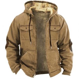 Generisch Veste Bomber Homme Hiver Rembourr&eacute;e, Veste en Polaire &Eacute;paissie en Coton Veste d'Hiver Cargo Patchs Veste de Transition avec Poches et Fermeture &Eacute;clair Veste de B&ucirc;cheron Oversize D&eacute;contract&eacute;e (shuQOTA, neuf)