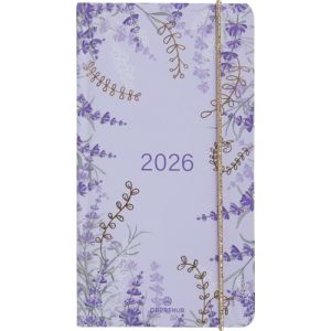 OBERTHUR - 1 Agenda Semainier de Poche GIVERNY - De Janvier 2026 &agrave; D&eacute;cembre 2026 - Format 9,5 x 17 cm - Visuel Fleurs - Coloris Violet - 2 Langues (Papeterie Libellus, neuf)