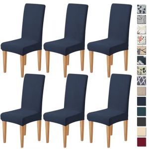 Dioxide Housse de Chaise Extensible 6 Pi&egrave;ces, Housse de Salle &agrave; Manger Amovible Lavables Couverture de Chaise Rev&ecirc;tement de Chaise pour Salle &agrave; Manger,H&ocirc;tel,D&eacute;cor,Mariage(Navy Blue, 6PCS) (Taxixing, neuf)