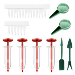 PHMING 6 Pièces Semoir à Graines, Plastique Distributeur de Graines Semis, Mini Manuel Semoir Distributeur de Graines, avec Transplantoir et Étiquette Plante, pour Balcon, Jardin et Potager (PHMING, neuf)