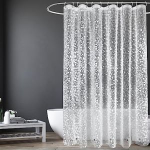 EurCross Rideau de Douche Anti moisissure Plus épais avec 5 aimants 180x180cm, Rideau Douche Transparent Motif de Galets 3D, Rideaux de Douche imperméable EVA Plastique pour Baignoire (Eurcross, neuf)