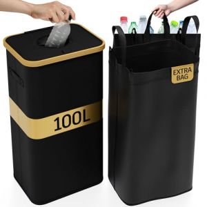 Deco haus® Poubelle tri Selectif Cuisine [avec sac supplémentaire] - Poubelle 100L Cuisine - Déchets et Recyclage - Bac de tri - Poubelle Compacteur pour Bouteille Plastique Poubelle Recyclage Cuisine (Mortred, neuf)