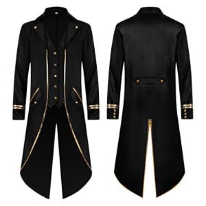 Homme Veste Costume En Queue De Pie Longue Steampunk Uniforme Cosplay Tailcoat Pour Hommes Costume Party Outwear Partie Vêtements De Dessus Slim Fit Halloween (Mengha (7-15 jours de livraison), neuf)