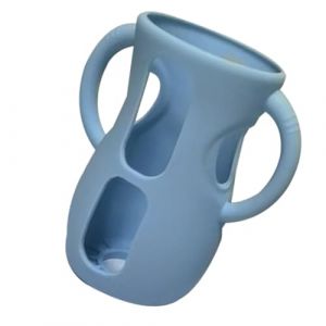 Couvre-biberon En Silicone Pour Biberons Nouveau-nés, 240ml Housse En Silicone Avec Poignée - Anti-chute Et Antichoc, Légère Et Portable, Housse Isolante En Verre Pour Une Alimentation Facile (Blau) (girenyat, neuf)