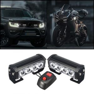 HEHEMM Lumi&egrave;res Stroboscopiques, 2PCS 8 LEDs d'urgence Stroboscopique Feux de D&eacute;tresse Feux de Secours Clignotant Feux D'avertissement 10-30V Universel pour Voiture Camion Remorque(Blanc) (HEHEMM, neuf)