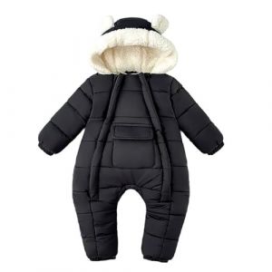 Generisch Combinaison de neige d'hiver pour fille, combinaison thermique avec gants int&eacute;gr&eacute;s, bottes, double fermeture &eacute;clair, v&ecirc;tement chaud pour la neige, tenue pour b&eacute;b&eacute; et petit enfant, Noir , 0-3 (buyNI SHOP, neuf)