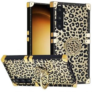 DMaos pour Samsung Galaxy S25 Ultra Coque avec Anneau pour Femmes, Strass Doré Magnifique Diamant Kickstand, Premium pour S25Ultra 6.9'' - Léopard (DMaos-FR, neuf)
