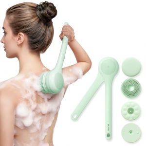 Électrique Brosse Dos, Oh,XIYU. Brosse Corps, Brosse dos Douche avec Long Manche 40cm pour Le Dos avec Manche Long pour Femme Homme Exfoliant, Nettoyage De La Peau, Massage, Rechargeable, Vert (Oh,XIYU., neuf)