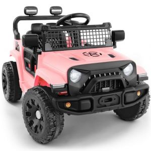 ELEMARA Voiture V&eacute;hicule &Eacute;lectrique pour Enfant, 5,6 KM/H, 12V Vehicule Electrique avec Contr&ocirc;le Parental, 3 Vitesses, 2 Modes de Conduite, LED, Amortisseurs,Camion Electrique Enfant, Rose Clair (ELEMARA FR, neuf)