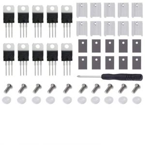 Transistors L7805CV L7805 5V 1.5A TO-220 MOSFET De Régulateur De Tension De Youmile 10PCS Transistors MOSFET pour Arduino + Radiateur (YoumileDirect, neuf)