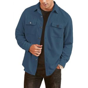 Elegancity Chemise à Veste en Velours Côtelé Bûcheron Homme à Manches Longues Casual Bouton Chemise Veste Regular Fit Deux Poches Bleu Cyan, XL (Elegancity, neuf)
