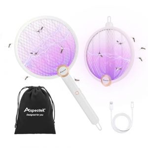 ASPECTEK Raquette Anti-Moustiques Électrique 3000 V Rechargeable avec Câble de Charge USB, Contre Moucherons, Mouches et Insectes Volants, Inclus Un Sac de Rangement (Deals_Republic, neuf)