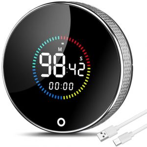 Minuteur de Cuisine, Minuteur de Cuisine numérique magnétique, Minuteur de Cuisine aimanté LED Rechargeabilité avec Chronomètre pour la Cuisine en Classe Fitness Cuisson Étudier (STWJFGWTUI, neuf)