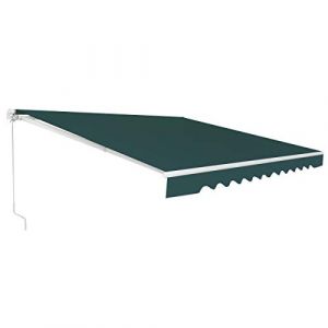 RELAX4LIFE Store Banne Manuel Rétractable | Store Exterieur Terrasse | Auvent Retractable Exterieur en Alu | Manivelle | Inclinaison 5-35°| Polyester Résistant | Protection Solaire (Vert,4x2,5 M) (RELAX4LIFE, neuf)