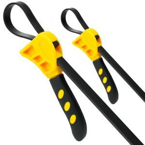 HOTUT Cl&eacute; &agrave; Sangle R&eacute;glable en Caoutchouc, 2pcs Ensemble de Cl&eacute;s &agrave; Sangle, Cl&eacute; &agrave; Sangle en Caoutchouc, pour Plombiers de Tuyaux, Filtre &agrave; Huile, Ouvre-Bocal, D&eacute;capsuleur, Pommeaux de Douche (ZHDAYA, neuf)