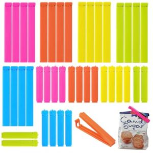 40 Pi&egrave;ces Pince Sachet Alimentaire, 7/11 cm Fermeture Sachet Alimentaire, Clips de Sac en Plastique Alimentaire, Pince Sachet Cuisine R&eacute;utilisable, pour Emballage Cuisine Bonbons Snack (5 Couleurs) (WANGhuijuan, neuf)
