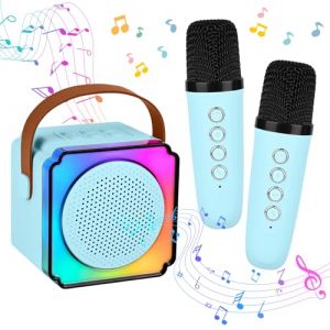 Diealles Shine Micro Karaoke Enfant, Mini Karaoke Machine avec 2 Micro, Portable Karaoké avec Lumières LED, Micro sans Fil Enfant Jouets pour 5-12 Ans Filles Et Garçons(Bleu) (Zoliche, neuf)