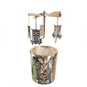 kingnero Rotatif Chandelier rotative tournante Porte Bougie La Chouette Support de Lampe &agrave; th&eacute; carrousel Bougie M&eacute;tal Moulin &agrave; Vent b&acirc;ton pour Maman, Femme, Femme et Enfant Cadeaux (Shenzhen Jinzhen Technology Co., Ltd., neuf)