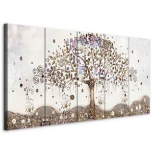 murando - Tableau d&eacute;coratif vintage 225x90 cm - Impression sur toile color&eacute;e - D&eacute;coration murale - Abstraction artistique arbres gustav klimt fleurs feuilles plantes dor&eacute; l-A-0009-b-p (murando, neuf)