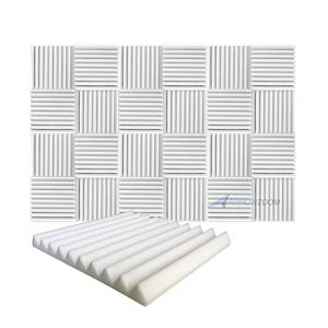 Arrowzoom 24 Polyurethane Wedge Panneaux Mousse Acoustiques 50x50x5cm Correction Phonique anti bruit Retardateur flamme studio d'enregistrement absorbant acoustique Podcasting 1134 Perle Blanche (ArrowEU (Livraison rapide 7-14 jours), neuf)