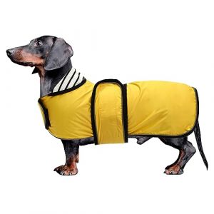 MOREZI Imperméable élégant pour Chien.imperméable/résistant à la Pluie.avec des Bandes réfléchissantes et des Bretelles réglables.Convient aux teckels-Jaune-L (morezishop, neuf)