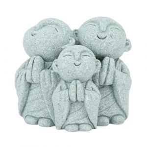 Aladeno Mini Statue de Bouddha Moine en grès Vert - Statues de Bouddha en grès - Sculptures de prière - Décoration de Bouddha - Statues de Bouddha pour la Maison, l'aquarium, la (Style 1) (Aladeno Store, neuf)