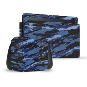 Head Case Designs Bleu Camo Camouflage Vinyle Autocollant De Jeu Peau Autocollant Couverture Compatible avec Nintendo Switch Console & Dock & Joy-Con Controller Bundle (eCell, neuf)