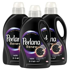 Perlana Renew Noir Lessive liquide pour tissus foncés avec réparation complexe pour machine à laver et à la main - 3 flacons de 1,44L (ROKI SHOP, neuf)