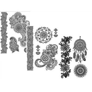 Tatouage attrape-rêves Mandala 3 feuilles faux tatouages autocollants Black Beauty 3 (Beyond Perfection, neuf)