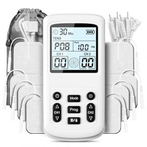 BESTEK Electrostimulateur Musculaire TENS/EMS 3-en-1,28 Modes Dual Channel-Appareil Portable Soulagement des Douleurs avec 8 Électrodes et Sac de Rangement pour Dos, Nuque et Récupération Musculaire (keruida eu Direct, neuf)