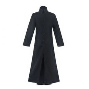 Generisch Manteau militaire noir pour homme avec col montant Matrix Neo Tenue de f&ecirc;te Veste longue Trench romain Clerg&eacute; Soutane Char Tenue Vestment Pfarer &Eacute;glise Carnaval Viking, Noir , L (vauys, neuf)