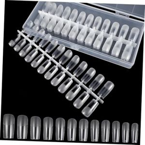 Gogogmee 240 pi&egrave;ces Transparent Square Nail Tips Full Cover Artificial Nail Extensions For Gel Polish Practice And DIY Manicure (Kolding Luo, neuf)
