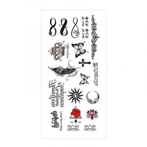 INTEROOKIE anglais autocollant de tatouage plume rouge lèvre totem simulation étanche tatouage autocollant (M-121) (INTEROOKIE, neuf)