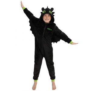 Combinaison Pyjama Dragons &ndash; Onesie Gar&ccedil;on Krokmou, Pyjama Polaire Enfant, One Piece Enfant Dragon 7-8 Ans (Character FR, neuf)