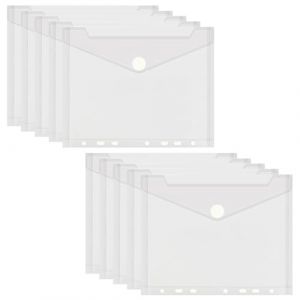 CHUANFU 10 Pi&egrave;ces Pochette Plastique A5 Transparente, 22.8 x 18 CM Pochette Plastique Perfor&eacute;e, Porte Documents Classeur A5 7 Perfor&eacute;es avec Fermeture Herm&eacute;tique, pour Maison Bureau Ecole et Voyages (CHUANFU, neuf)