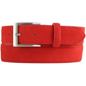 BELTINGER Ceinture italienne en daim, largeur 35 mm, hommes, ceinture de costume, ceinture de pantalon, daim, boucle argent | rouge 85cm (BELTINGER, neuf)