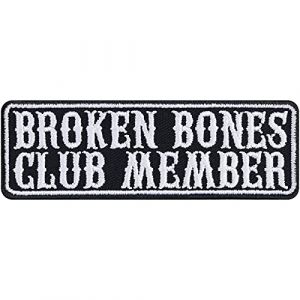&Eacute;cusson Thermocollant "Broken bones club member" - &Eacute;cusson MC Biker &agrave; coudre/&agrave; repasser | Cadeau pour motard - Applique pour accessoires de moto - 90x30mm (EXPRESS-STICKEREI, neuf)