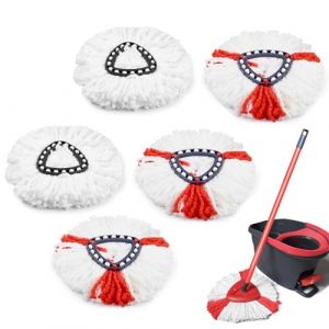 5 Têtes de Balai Microfibre Rechargeables Compatibles Vileda Turbo 3 en 1 Têtes de Remplacement Haute Absorption pour Serpillère EasyWring & Clean Design Durable Lavable en Machine (MOULLY, neuf)