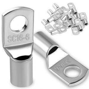 20 Pièces 16mm² Cosses Tubulaires M6 Cosses Annulaires, Cosses à Sertir a Oeil à Anneau, Œillet en Cuivre Étamé Cosse à Sertir pour Câble Électrique (Dawene store, neuf)
