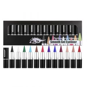 Eye-liner en gel étanche Stick Crème - Eyeliner de gel mate résistant aux taches résistantes à la fonte | 12 pièces Crème de doublure oculaire professionnelle, couleur intense imperméable pour la doub (yumksv, neuf)
