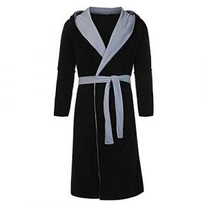 Robe De Chambre Homme Chaude, Peignoir De Bain Homme Personnalis&eacute; Manches Longues Robe De Chambre Polaire Homme Avec Ceinture Couleur Solide Moelleux Confortable V&ecirc;tements De Nuit Pyjamas (4.9⭐TheGoodFind⭐Online Store⭐, neuf)