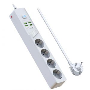 BOCHLION Multiprise USB, 4 Prises Multiprise avec Interrupteur, Prise Multiple avec 4 Ports USB A+2 Ports USB C, Bloc Multiprise Parafoudre Multiprises Murale avec Cable 1.8m pour Bureau Maison-Noir (BOCHLION, neuf)