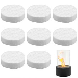 Riisoyu 8 Pi&egrave;ces Coton Br&ucirc;l&eacute; &agrave; l'&eacute;thanol, Pelotes en C&eacute;ramique Laine de C&eacute;ramique de &Eacute;ponge Ronde Bio&eacute;thanol Remplacez la M&egrave;che pour Foyers &agrave; Bio&eacute;thanol Po&ecirc;le &agrave; Gel Chemin&eacute;e de Table 8,6x8,6x2,5cm (yuanbotutech, neuf)