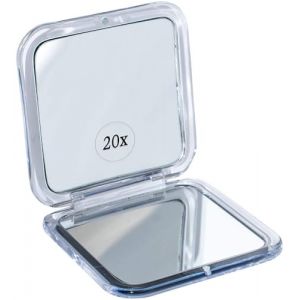 Miroir de voyage pliable avec grossissement 20x - Petit miroir pour se maquiller en voyage - Mini carré de 8,4 cm - Miroir cosmétique pliable (argent) - 20X - Miroir compact carré (Mirrorvana Europe, neuf)