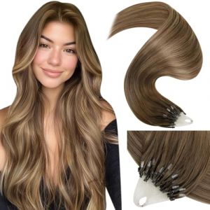 LaaVoo Extension de Cheveux Naturel a Froid Balayage Blonde Dorée 55cm/50g Extension Locks Cheveux Naturel Balayage Brun Clair A Blonde Dorée Extension Cheveux Naturel Remy Hair #8/16/8 (Laavoo, neuf)